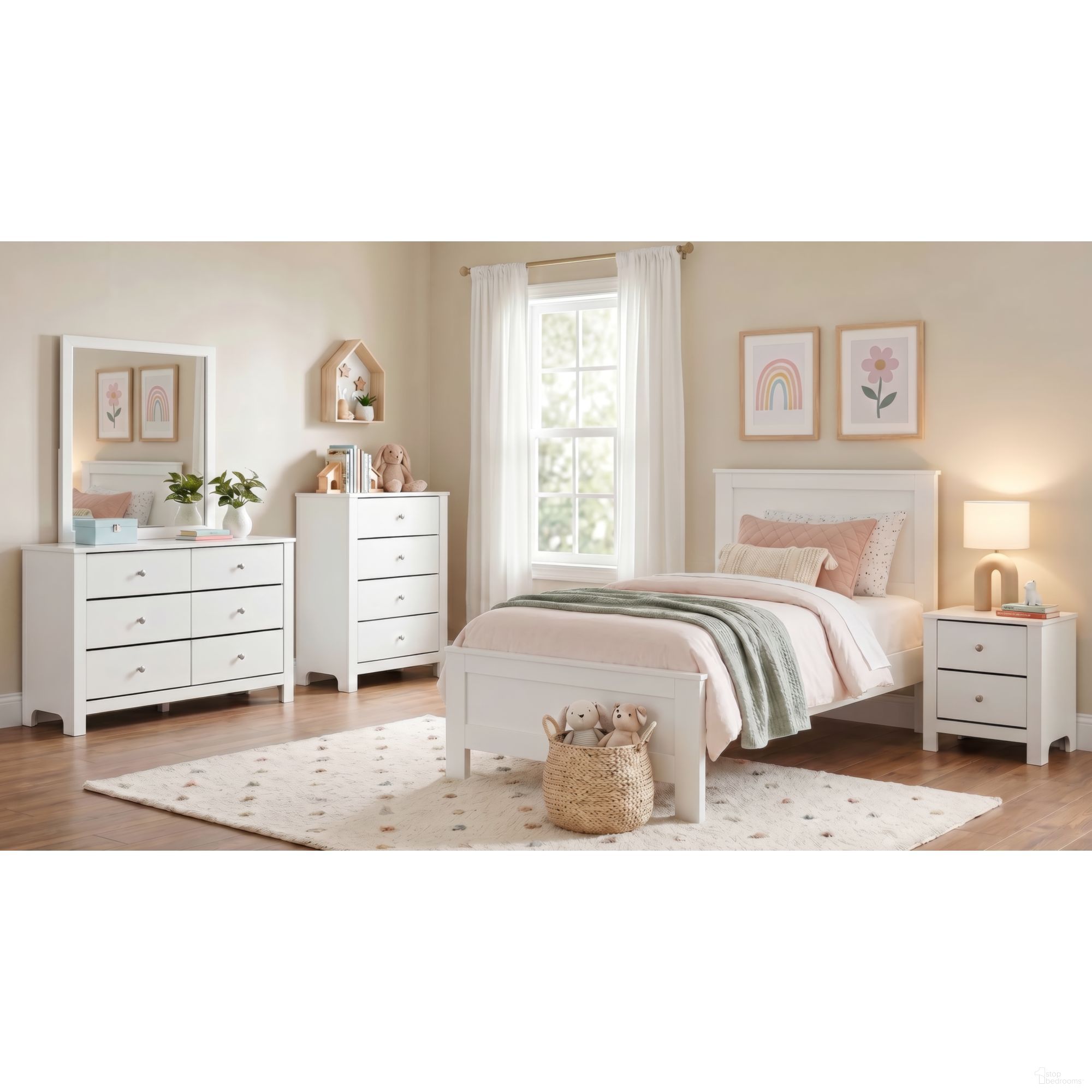 Santino Youth Panel Bedroom Set In White