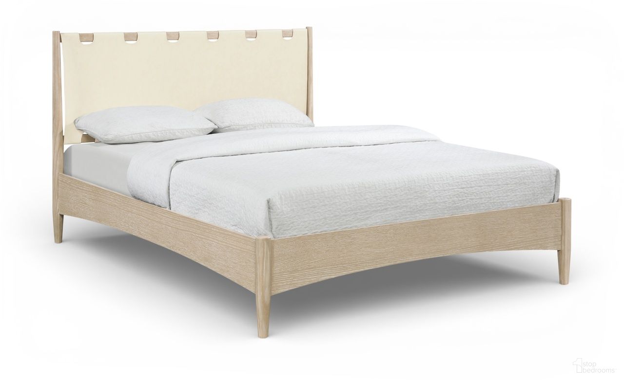 The appearance of Santos Vegan Leather Headboard and Wood Queen Bed In Cream designed by Meridian in the modern / contemporary interior design. This cream piece of furniture  was selected by 1StopBedrooms from Santos Collection to add a touch of cosiness and style into your home. Sku: B1264Cream-Q Box 1/2 (Headboard / Footboard);B1264Cream-Q Box 2/2 (Rails / Slats / Legs / Hardware). Bed Type: Platform Bed. Bed Size: Queen. Material: Pine Wood.