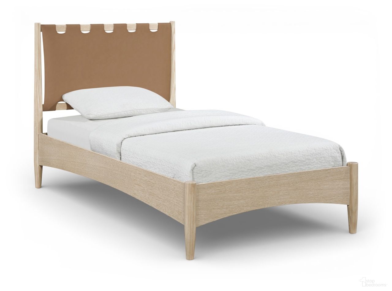 The appearance of Santos Vegan Leather Headboard and Wood Twin Bed In Brown designed by Meridian in the modern / contemporary interior design. This brown piece of furniture  was selected by 1StopBedrooms from Santos Collection to add a touch of cosiness and style into your home. Sku: B1264Brown-T Box 1/2 (Headboard / Footboard);B1264Brown-T Box 2/2 (Rails / Slats / Legs / Hardware). Bed Type: Platform Bed. Bed Size: Twin. Material: Pine Wood.