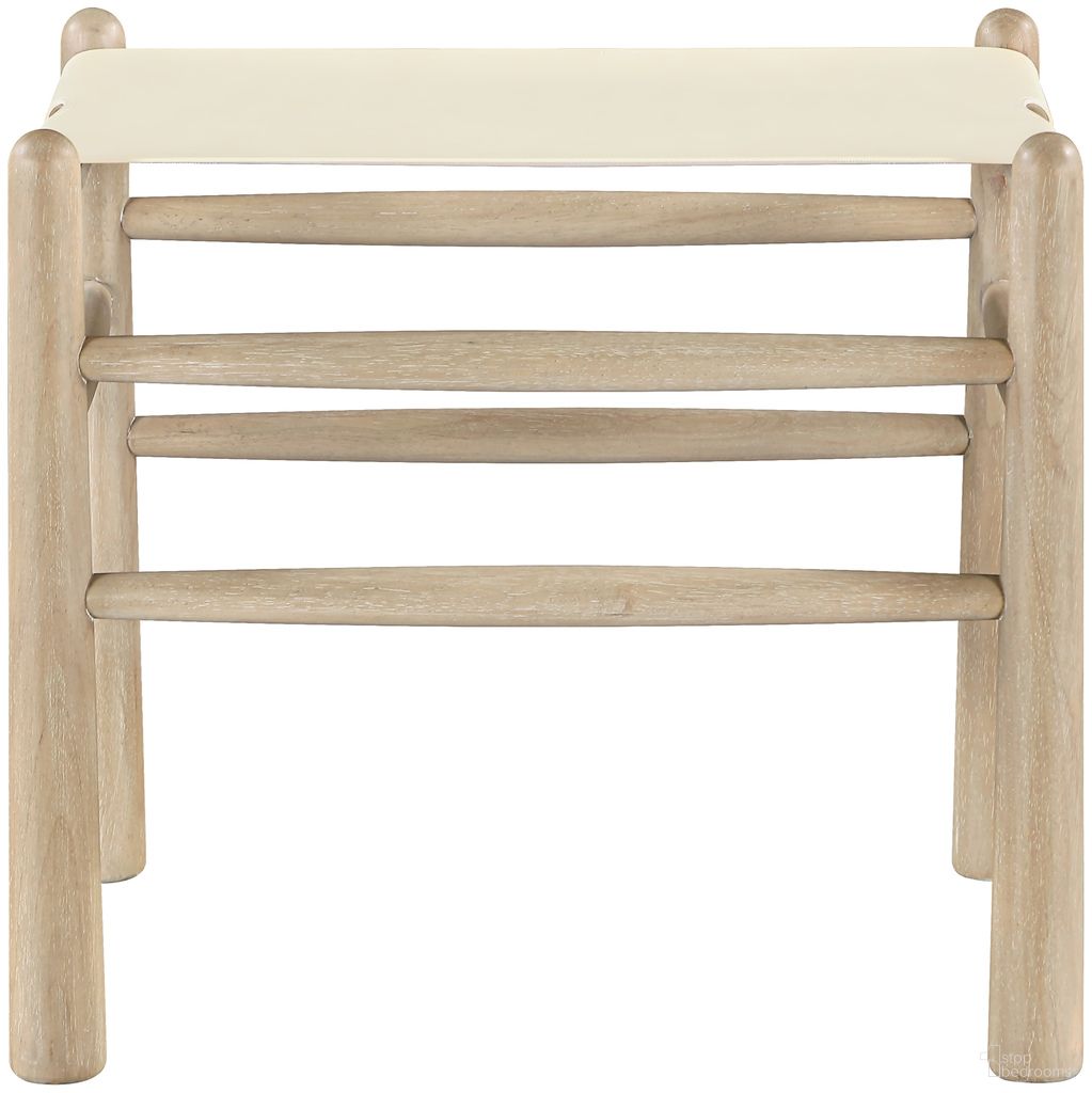 The appearance of Santos Vegan Leather Upholstered Bench In Cream and Stained Natural designed by Meridian in the modern / contemporary interior design. This cream/stained natural piece of furniture  was selected by 1StopBedrooms from Santos Collection to add a touch of cosiness and style into your home. Sku: 22018Cream. Material: Vegan Leather.