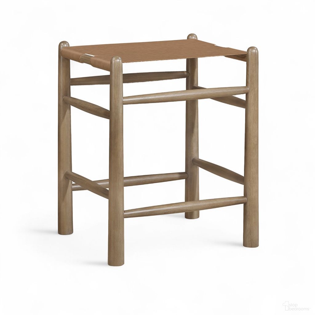 Santos Vegan Leather Upholstered Counter Stool In Brown