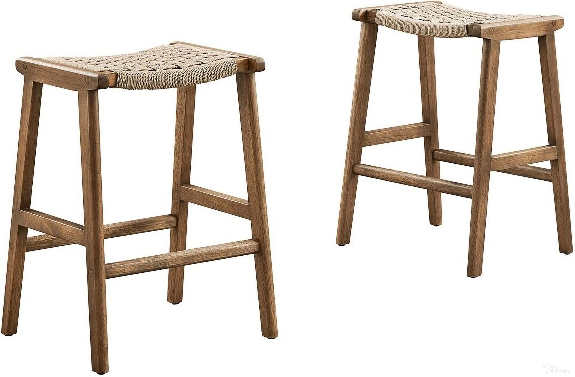 The appearance of Saoirse Woven Rope Wood Counter Stool Set of 2 In Natural Walnut designed by Modway in the modern / contemporary interior design. This natural walnut piece of furniture  was selected by 1StopBedrooms from Saoirse Collection to add a touch of cosiness and style into your home. Sku: EEI-6548-WAL-NAT. Material: Rubberwood.