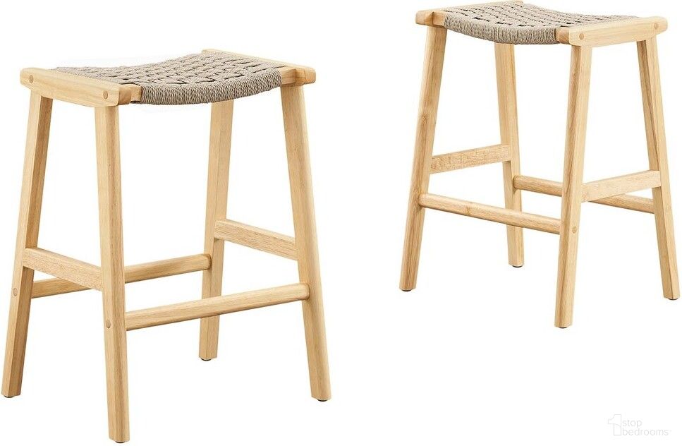 The appearance of Saoirse Woven Rope Wood Counter Stool Set of 2 In Natural designed by Modway in the modern / contemporary interior design. This natural piece of furniture was selected by 1StopBedrooms from Saoirse Collection to add a touch of cosiness and style into your home. Sku: EEI-6548-NAT-NAT. Material: Rubberwood.