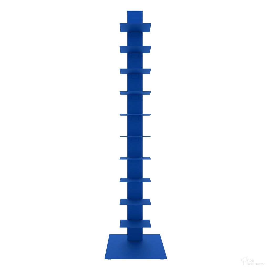 The appearance of Sapiens 60 Inch Bookcase Tower In Blue designed by Euro Style in the modern / contemporary interior design. This blue piece of furniture was selected by 1StopBedrooms from Sapiens Collection to add a touch of cosiness and style into your home. Sku: 94200BLU-A;94200BLU-B. Material: Steel.