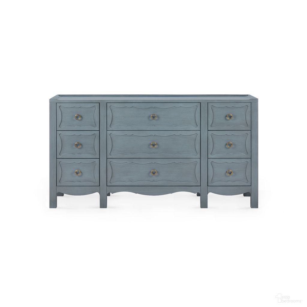 The appearance of Sara Extra Large 9-Drawer Cabinet In Foggy Horizon designed by Villa & House in the transitional interior design. This foggy horizon piece of furniture  was selected by 1StopBedrooms from Sara Collection to add a touch of cosiness and style into your home. Sku: SAR-250-8810-884. Material: Acacia.
