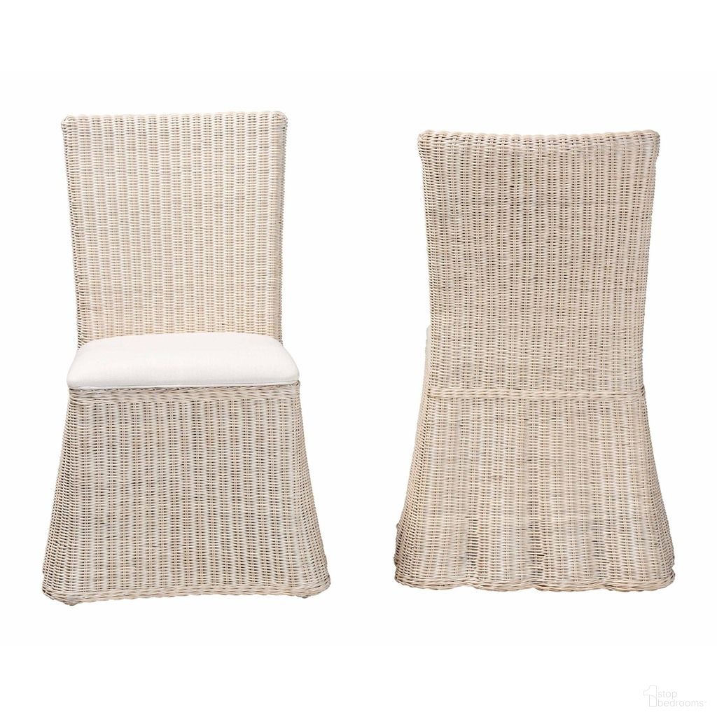 The appearance of Sara Handwoven Wicker Natural Rattan Dining Chair with Scalloped Skirt Base Set of 2 In White Wash designed by Baxton Studio in the bohemian interior design. This white wash piece of furniture was selected by 1StopBedrooms from Sara Collection to add a touch of cosiness and style into your home. Sku: Sara-White Wash Rattan-Cushion-DC. Material: Foam. Chair Type: Side Chair.