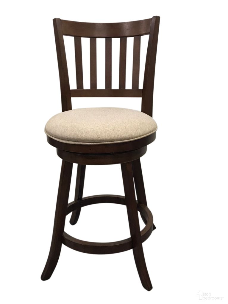 The appearance of Sara Slat Back Swivel Barstool - Set of 2 In Walnut and Beige Upholstery designed by Carolina Living in the traditional interior design. This walnut and beige piece of furniture was selected by 1StopBedrooms from Sara Collection to add a touch of cosiness and style into your home. Sku: BS-1739-SB-WNBE. Material: Rubberwood.