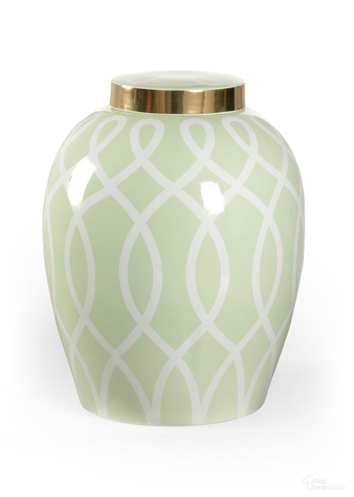 The appearance of Sarah Ginger Jar - Pistachio In Gold and Green designed by Chelsea House in the modern / contemporary interior design. This pistachio green piece of furniture  was selected by 1StopBedrooms from Shayla Copas Collection to add a touch of cosiness and style into your home. Sku: 384907. Material: Ceramic.