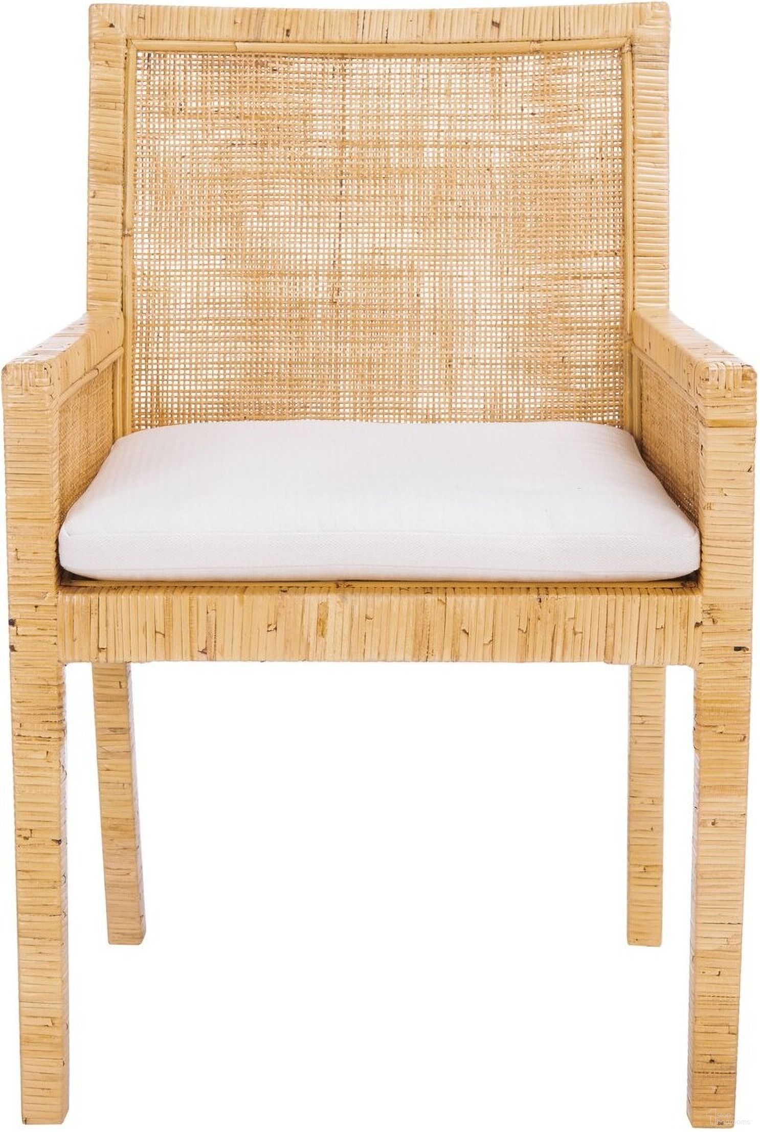 The appearance of Sarai Accent Chair with Cushion in Natural and White designed by Safavieh in the coastal interior design. This natural/white piece of furniture  was selected by 1StopBedrooms from Sarai Collection to add a touch of cosiness and style into your home. Sku: ACH6520A. Material: Rattan.