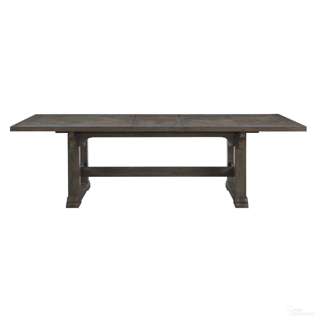 The appearance of Sarasota Driftwood Brown Extendable Dining Table designed by Homelegance in the transitional interior design. This brown piece of furniture was selected by 1StopBedrooms from Sarasota Collection to add a touch of cosiness and style into your home. Sku: 5441-102;5441-102B. Table Base Style: Trestle. Material: Wood. Table Top Shape: Rectangular. Size: 42".