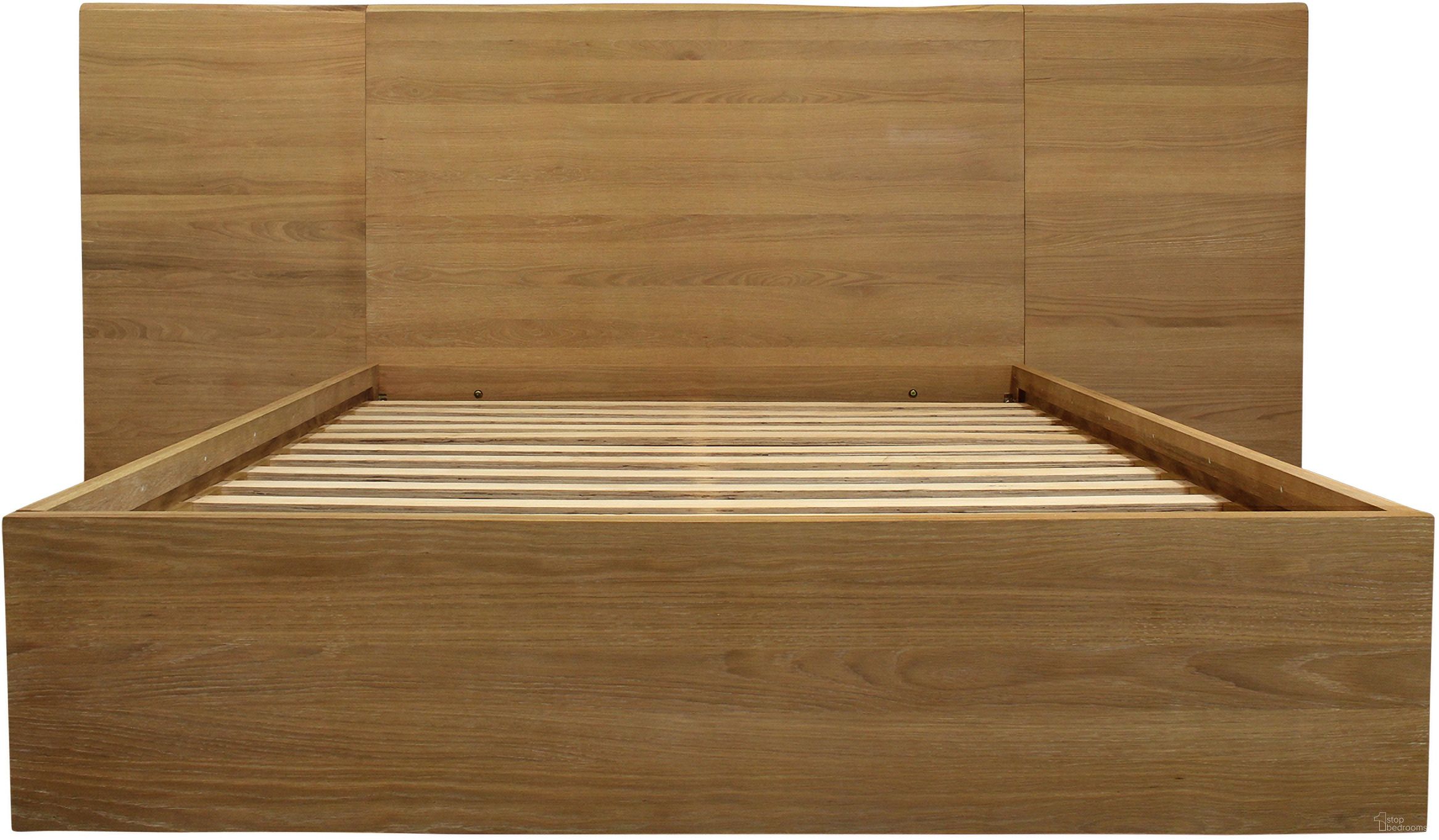 The appearance of Sarasota Oak Wood Platform Queen Bed With Wings In Natural designed by Moti in the transitional interior design. This natural piece of furniture was selected by 1StopBedrooms from Sarasota Collection to add a touch of cosiness and style into your home. Sku: 38113003. Bed Type: Platform Bed. Material: Wood. Bed Size: Queen.