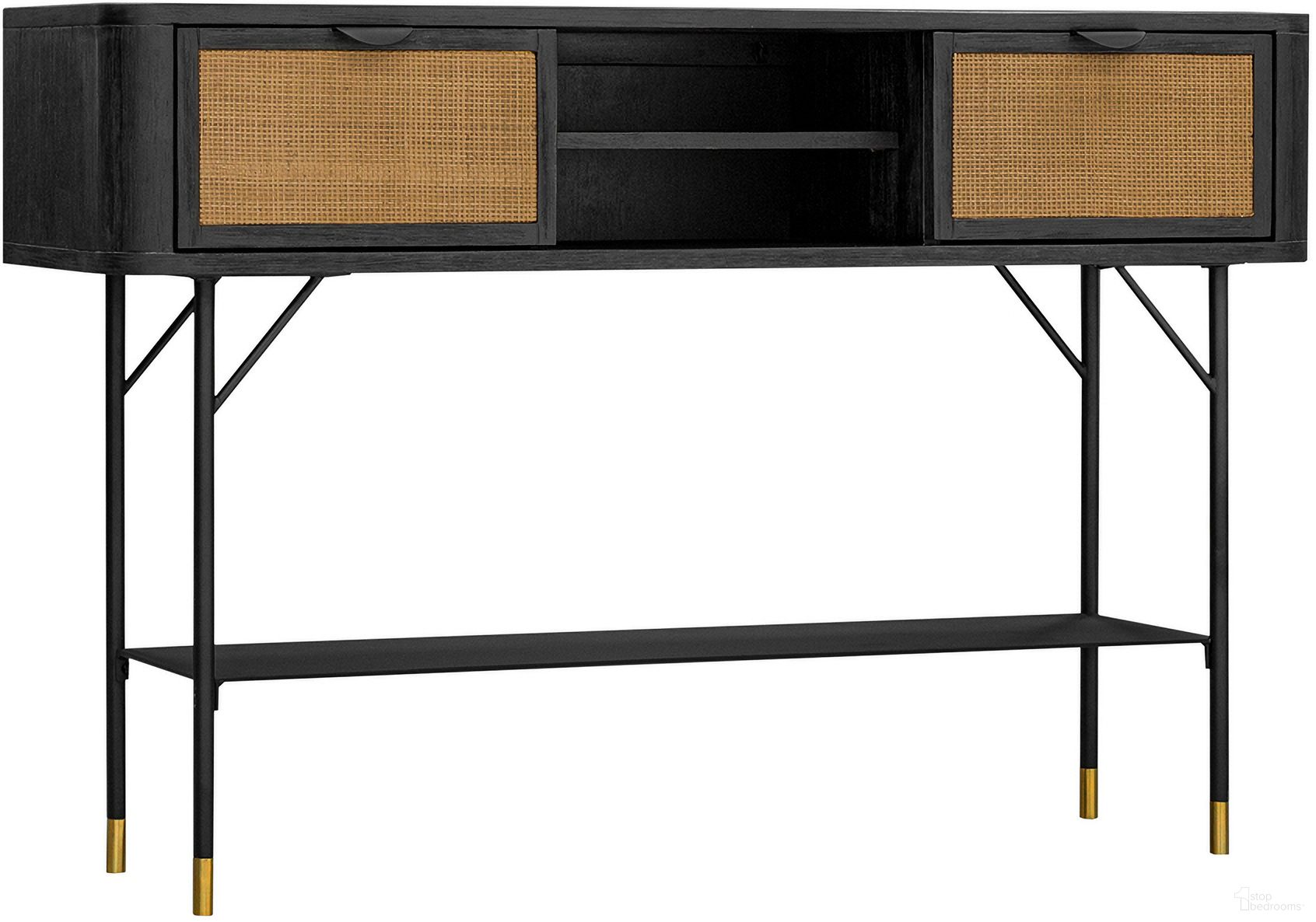 The appearance of Saratoga Console Table In Black Acacia with Rattan designed by Armen Living in the transitional interior design. This black piece of furniture was selected by 1StopBedrooms from Saratoga Collection to add a touch of cosiness and style into your home. Sku: LCSRCNBL. Material: Wood.