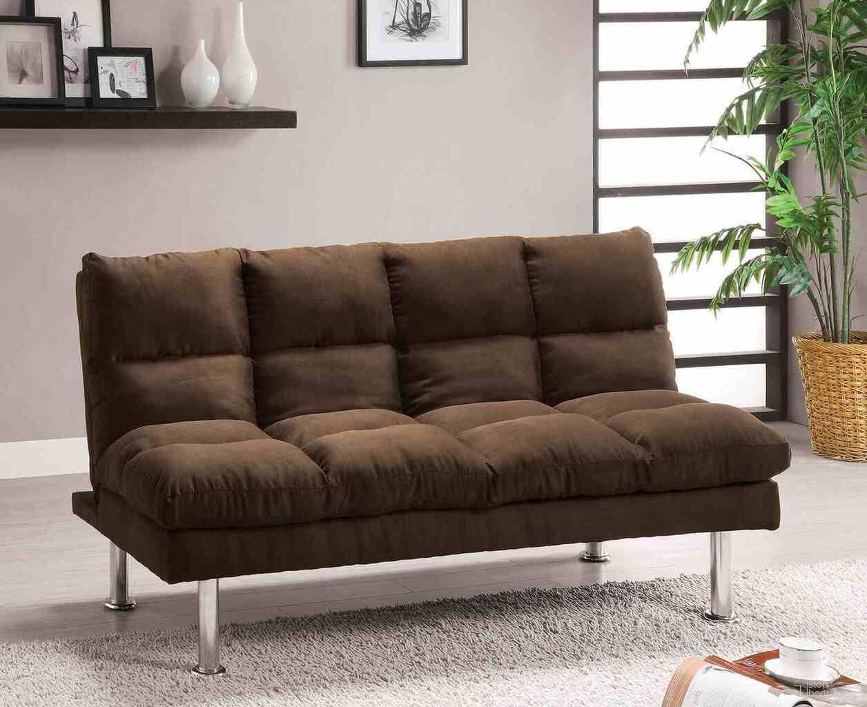 The appearance of Saratoga Futon Sofa Bed In Dark Brown designed by Furniture of America in the modern / contemporary interior design. This dark brown piece of furniture was selected by 1StopBedrooms from Saratoga Collection to add a touch of cosiness and style into your home. Sku: CM2902DB. Material: Microfiber.