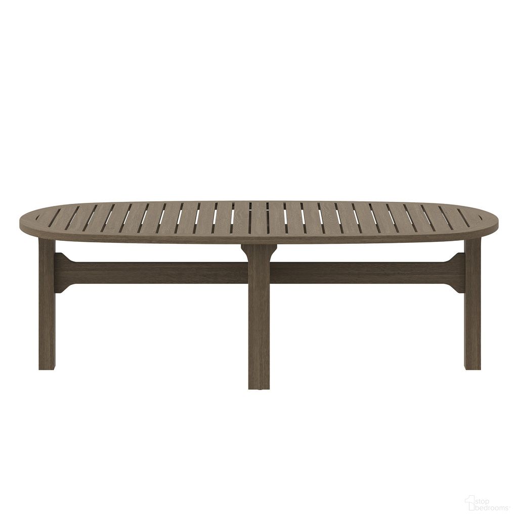 The appearance of Saratoga Oval Outdoor Patio Teak Wood Coffee Table In Weathered Gray designed by Modway in the modern / contemporary interior design. This weathered gray piece of furniture  was selected by 1StopBedrooms from Saratoga Collection to add a touch of cosiness and style into your home. Sku: EEI-7246-WGR. Material: Teak Wood.