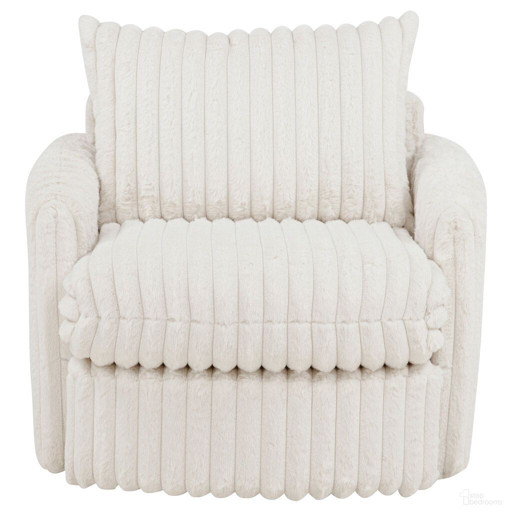 Sarco Corduroy Upholstered Swivel Accent Arm Chair In Ivory