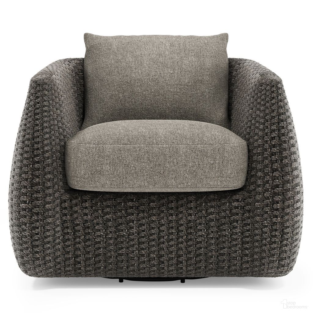 The appearance of Sarene Outdoor Swivel Chair In Grey designed by Bernhardt in the modern / contemporary interior design. This grey piece of furniture was selected by 1StopBedrooms from to add a touch of cosiness and style into your home. Sku: O4472SC. Material: Fabric.