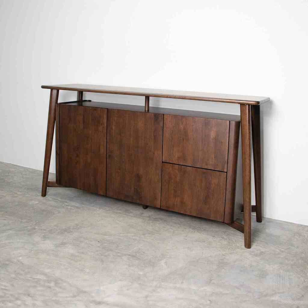 The appearance of Sargans 2-Door Sideboard In Rich Walnut designed by Furniture of America in the transitional interior design. This rich walnut piece of furniture  was selected by 1StopBedrooms from Sargans Collection to add a touch of cosiness and style into your home. Sku: FM30006WN-SV-1;FM30006WN-SV-2. Material: Solid Rubberwood.
