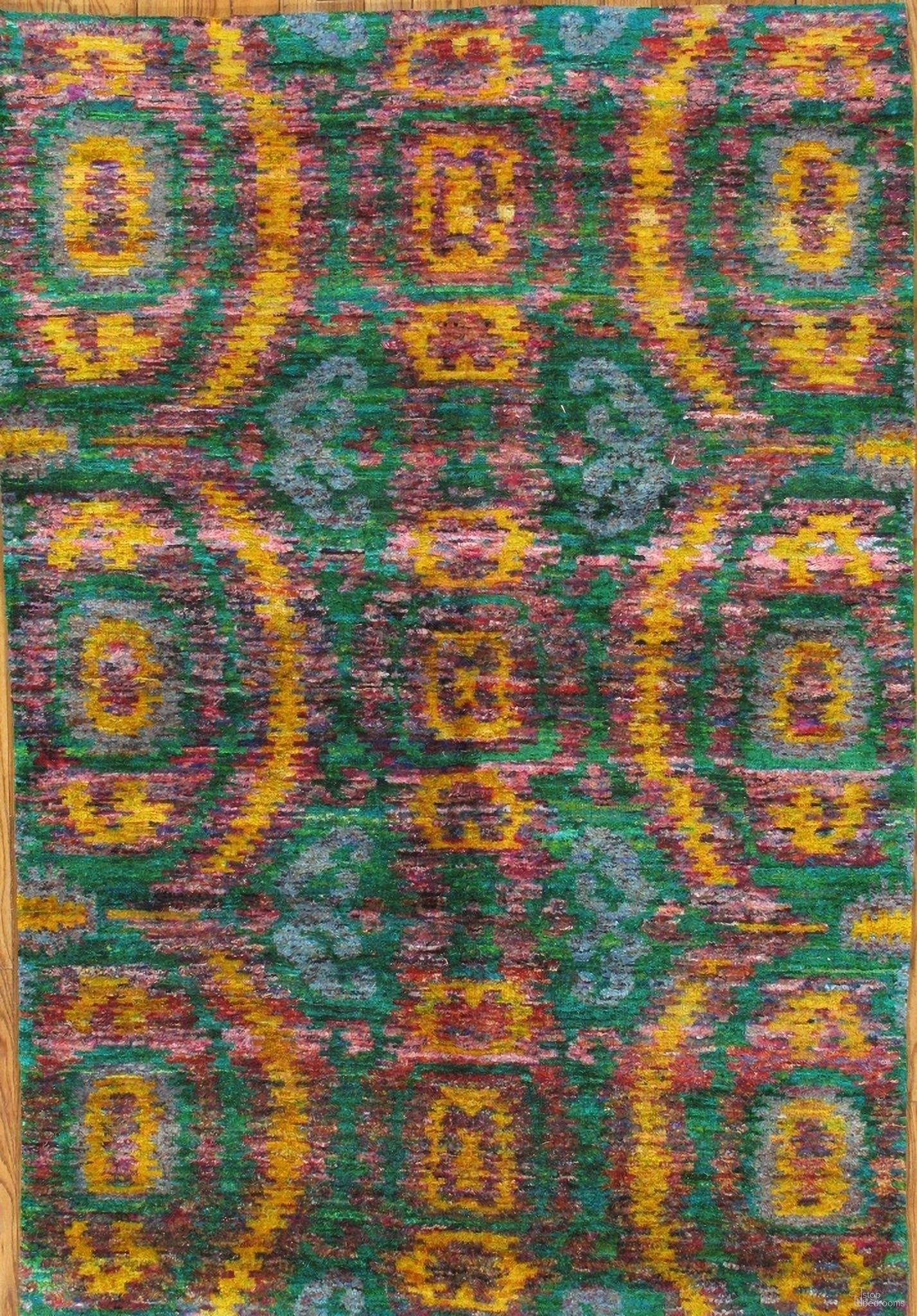 Sari Silk Collection Hand-Knotted Area Rug- 5' 3" x 7' 8" In Multi