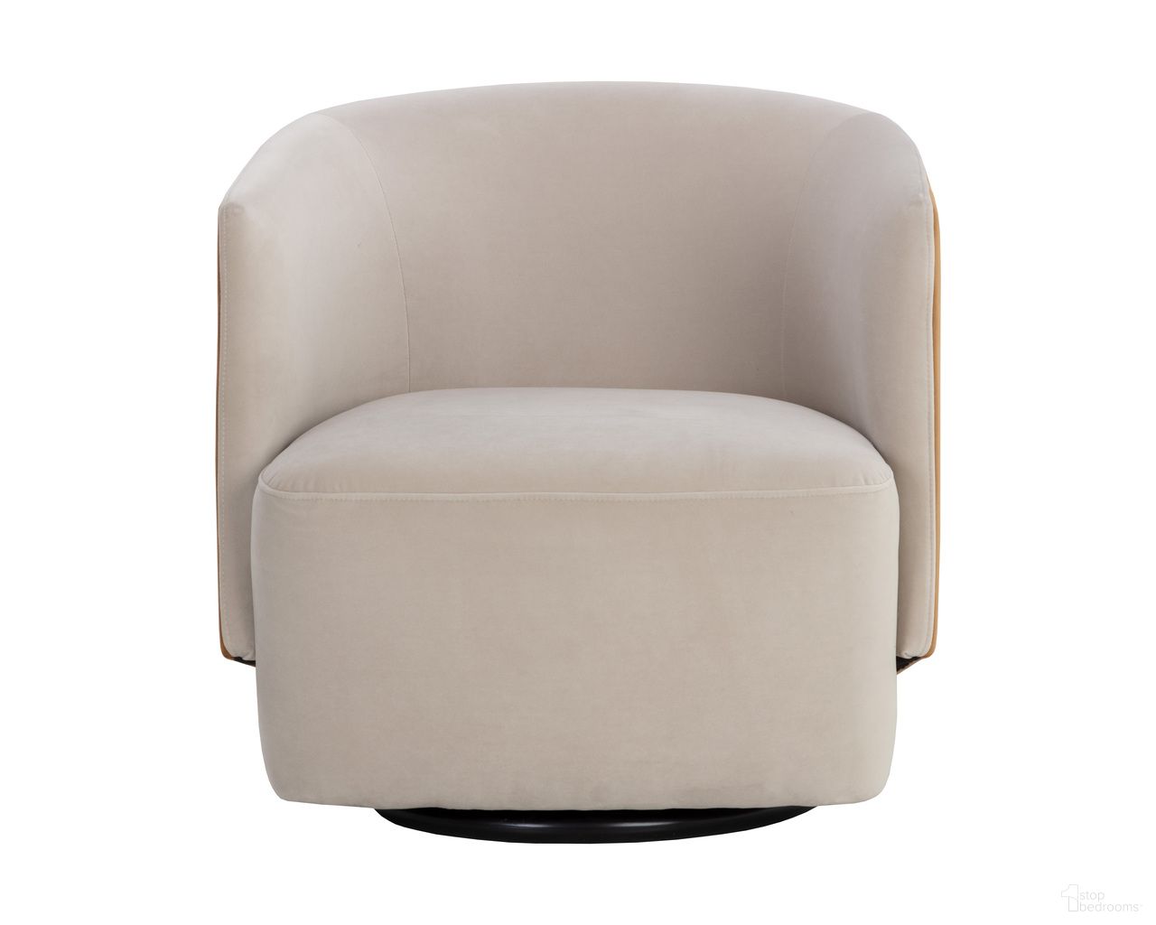Sarina Swivel Lounge Chair In Meg Taupe and Meg Gold