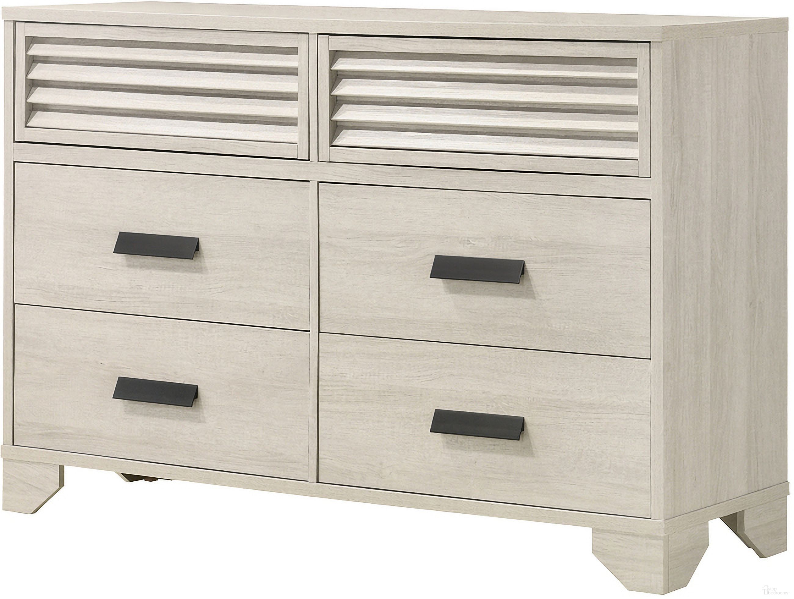 The appearance of Sarter Dresser In White designed by Crown Mark in the transitional interior design. This white piece of furniture was selected by 1StopBedrooms from Sarter Collection to add a touch of cosiness and style into your home. Sku: B4740-1. Material: Wood.