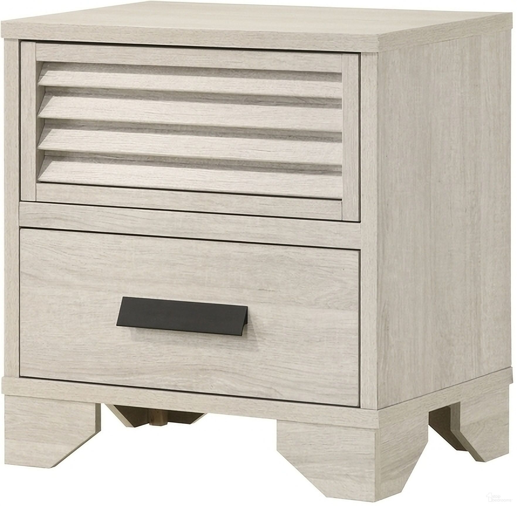 The appearance of Sarter Night Stand In White designed by Crown Mark in the transitional interior design. This white piece of furniture was selected by 1StopBedrooms from Sarter Collection to add a touch of cosiness and style into your home. Sku: B4740-2. Material: Wood.