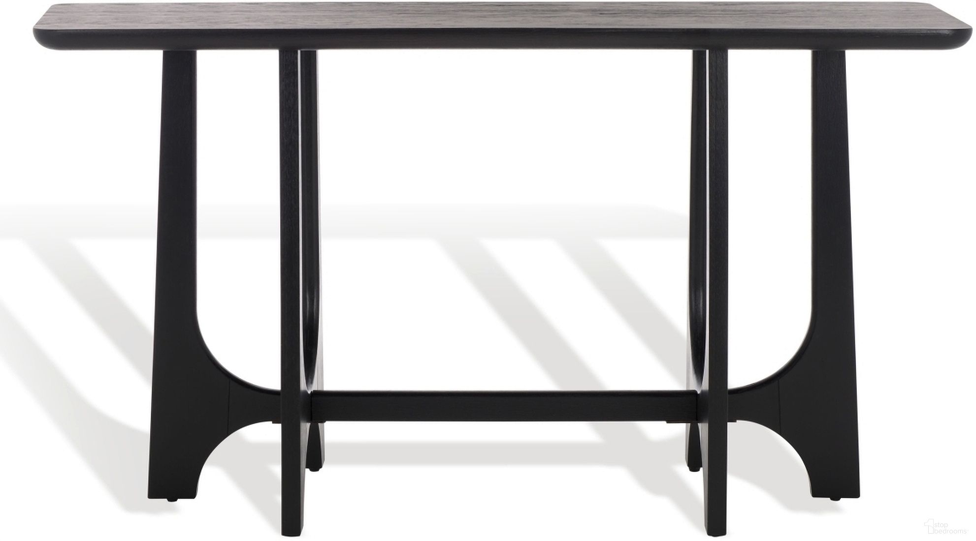 The appearance of Sasha Wood Console Table In Black designed by Safavieh Couture in the modern / contemporary interior design. This black piece of furniture  was selected by 1StopBedrooms from Sasha Collection to add a touch of cosiness and style into your home. Sku: SFV2154B. Material: Rubberwood.