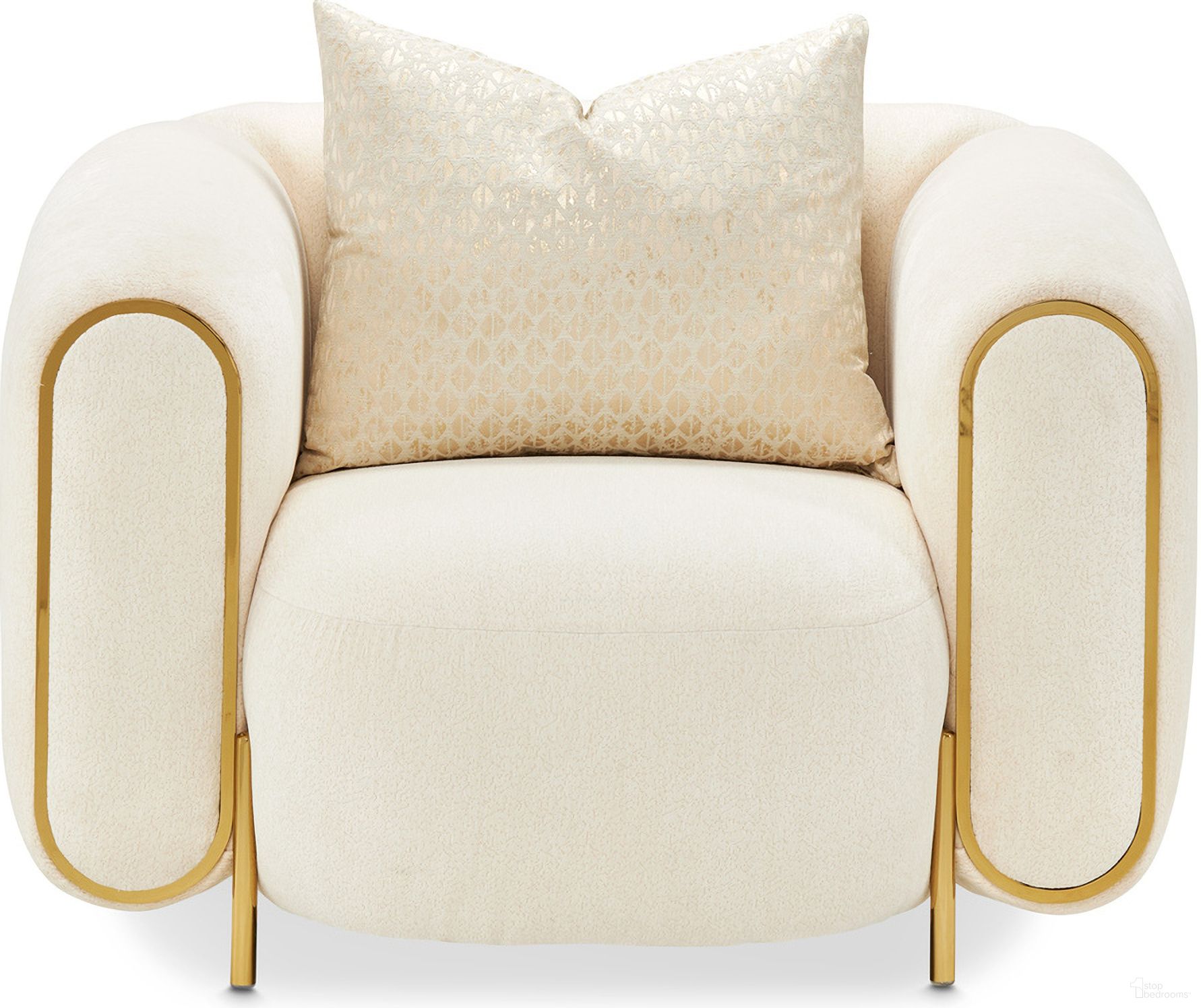 The appearance of Sassani Accent Chair In Crepe and Gold designed by Michael Amini in the modern / contemporary interior design. This gold piece of furniture  was selected by 1StopBedrooms from Sassani Collection to add a touch of cosiness and style into your home. Sku: LFR-SSNI835-CPE-806. Material: Solid Wood.