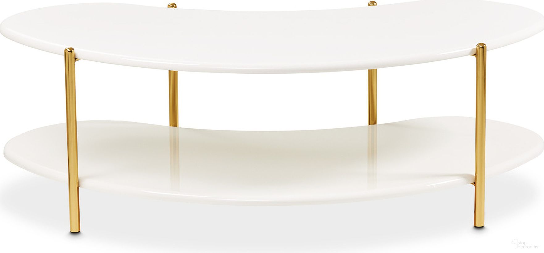 The appearance of Sassani Cocktail Table In Pearl White and Gold designed by Michael Amini in the modern / contemporary interior design. This pearl white piece of furniture  was selected by 1StopBedrooms from Sassani Collection to add a touch of cosiness and style into your home. Sku: LFR-SSNI201-128. Material: Metal.