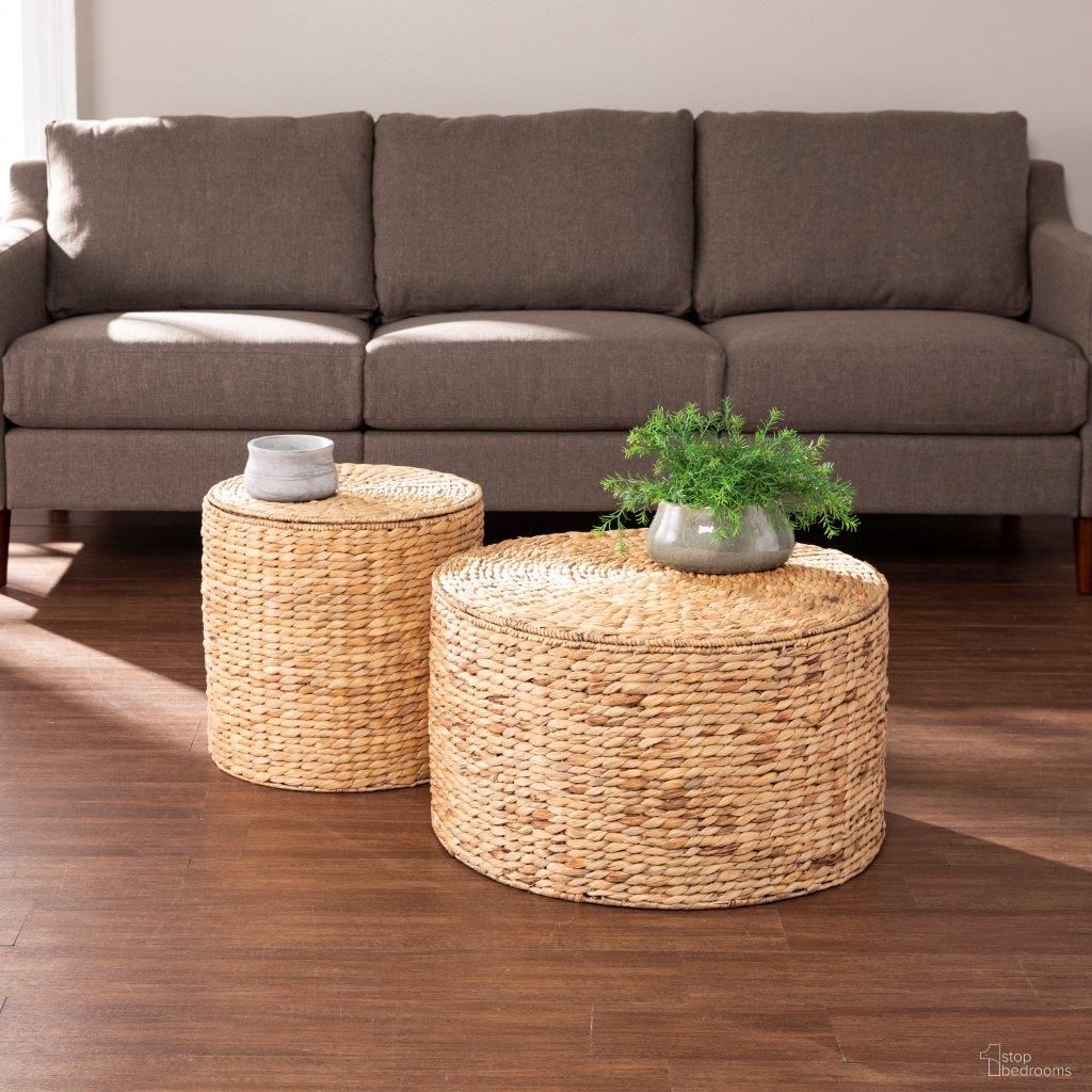 The appearance of Satalia Round Water Hyacinth 2Pc Set Storage Tables designed by SEI Furniture in the coastal interior design. This natural piece of furniture  was selected by 1StopBedrooms from Satalia Collection to add a touch of cosiness and style into your home. Sku: OC1086404. Material: Iron.
