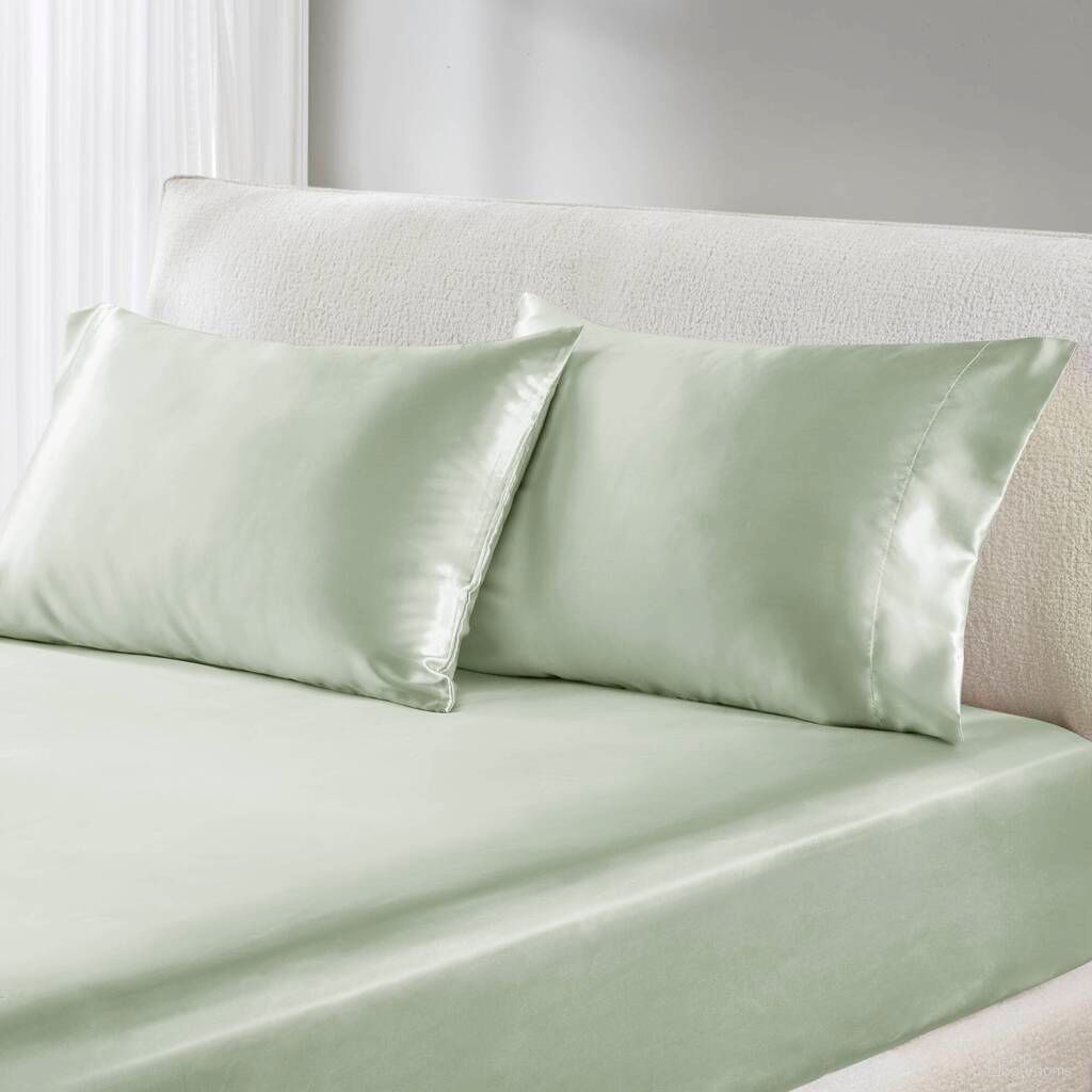 Satin Luxury 2 Pc Pillowcases In Sage