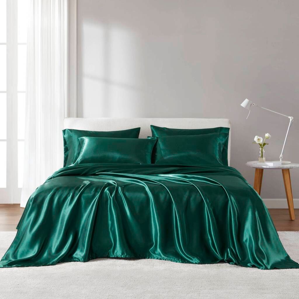 Satin Luxury Sheet Set In Emerald