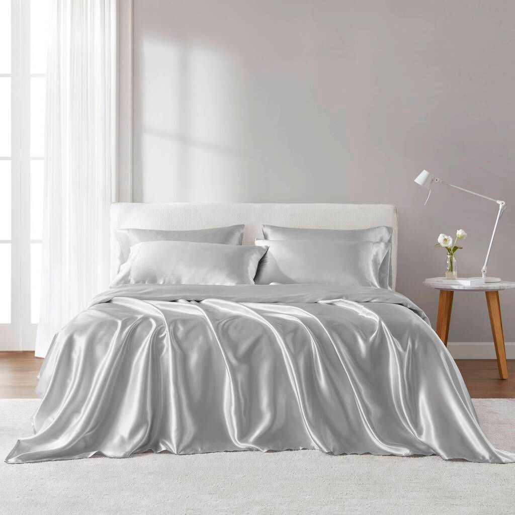 Satin Luxury Sheet Set In Light Grey