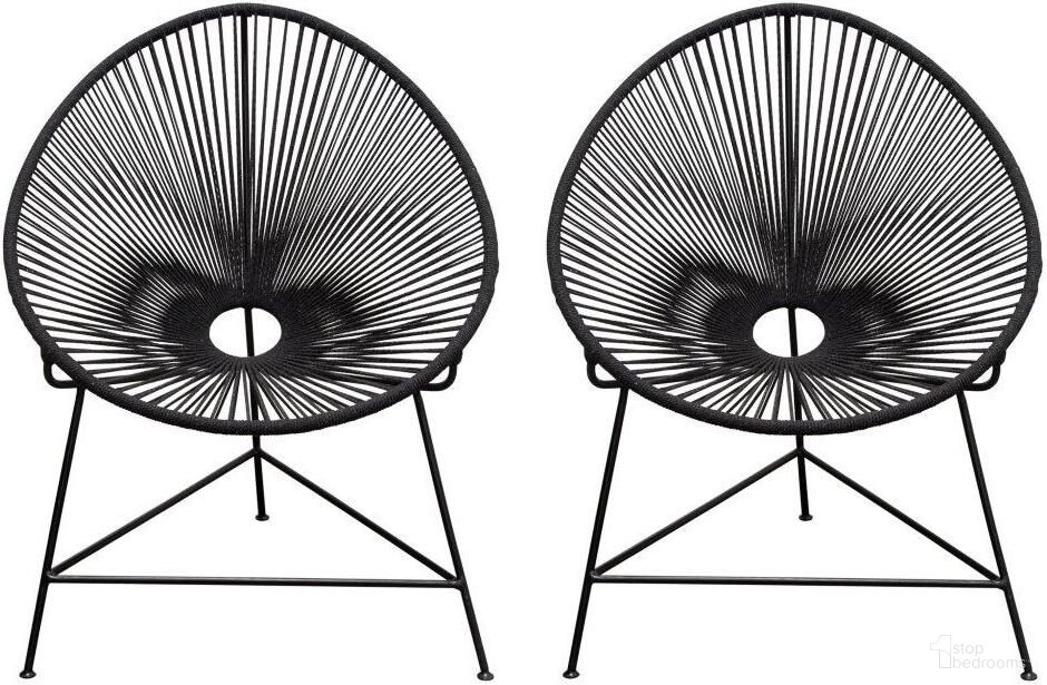 Sativa 2-Pack Accent Chair in Black Rope with Black Iron Rod Frame