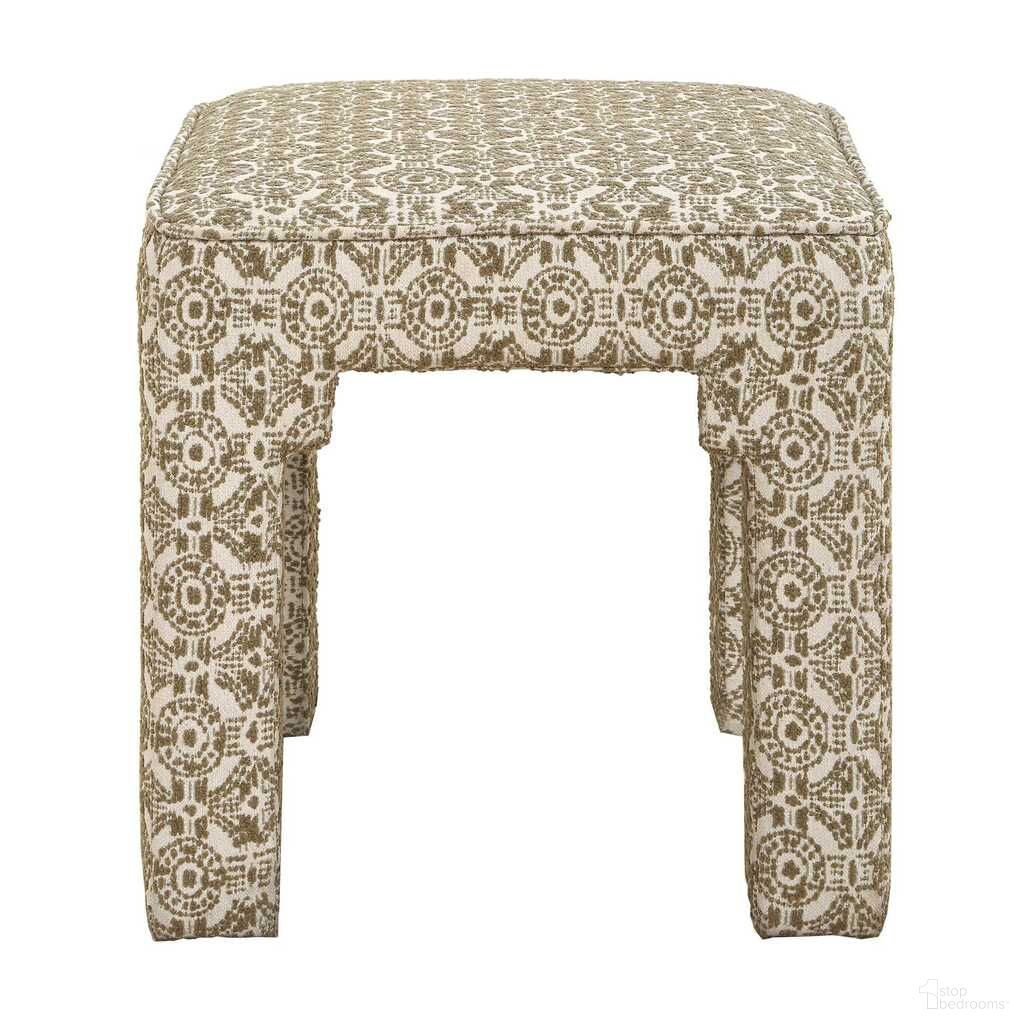 Satoria Upholstered Small Bench In Green and White
