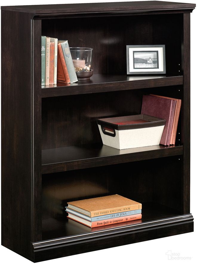 The appearance of Sauder Select 3-Shelf Bookcase In Estate Black designed by Sauder in the transitional interior design. This estate black piece of furniture was selected by 1StopBedrooms from Sauder Select Collection to add a touch of cosiness and style into your home. Sku: 420175. Material: Engineered Wood.