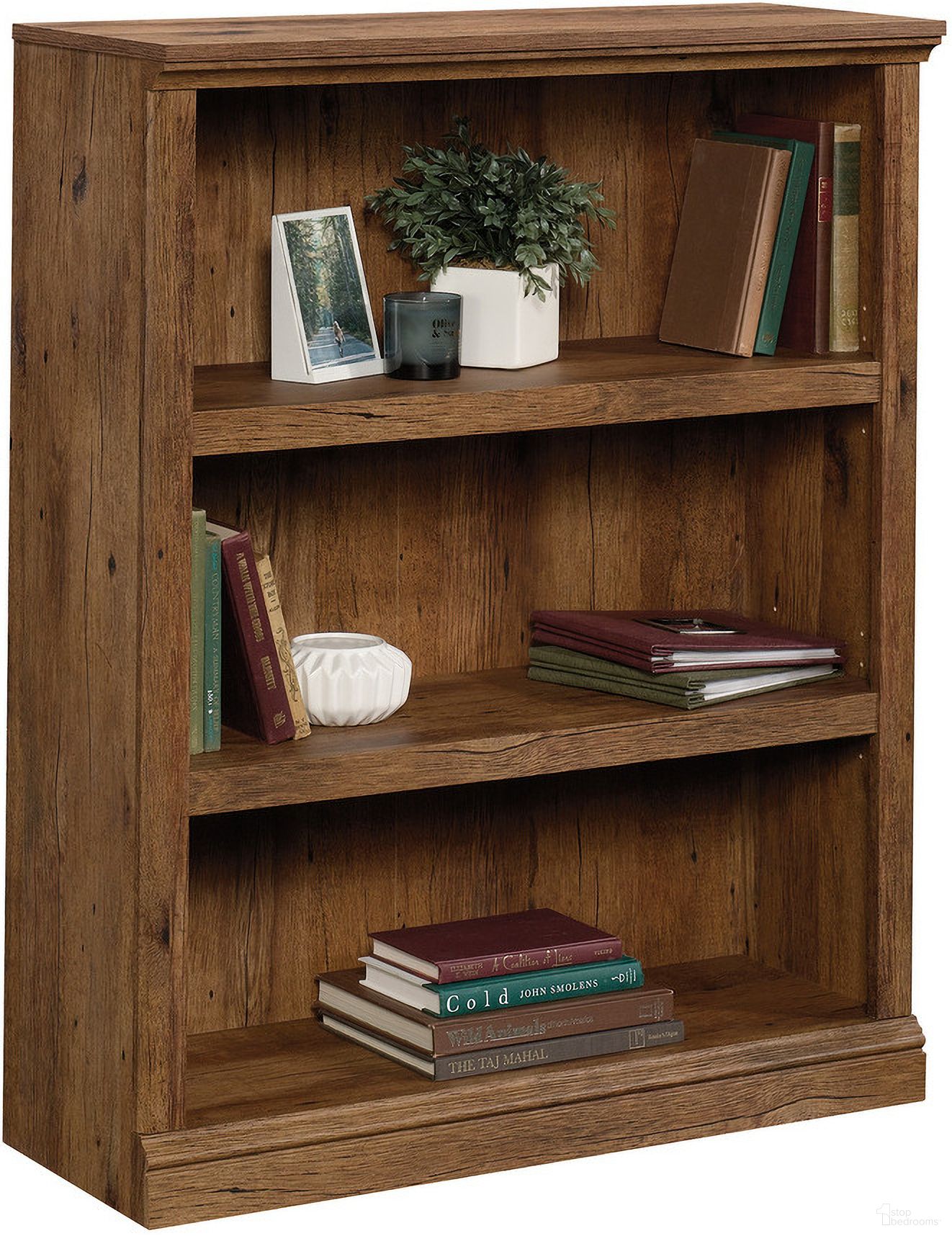 The appearance of Sauder Select 3-Shelf Bookcase In Vintage Oak designed by Sauder in the transitional interior design. This vintage oak piece of furniture was selected by 1StopBedrooms from Sauder Select Collection to add a touch of cosiness and style into your home. Sku: 426425. Material: Engineered Wood.