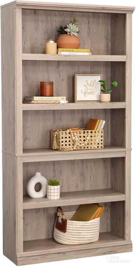 The appearance of Sauder Select 5-Shelf Bookcase In Laurel Oak designed by Sauder in the transitional interior design. This laurel oak piece of furniture was selected by 1StopBedrooms from Sauder Select Collection to add a touch of cosiness and style into your home. Sku: 434823. Material: Engineered Wood.