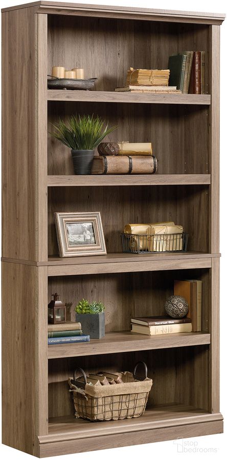 The appearance of Sauder Select 5-Shelf Bookcase In Salt Oak designed by Sauder in the transitional interior design. This salt oak piece of furniture  was selected by 1StopBedrooms from Sauder Select Collection to add a touch of cosiness and style into your home. Sku: 420173. Material: Engineered Wood.