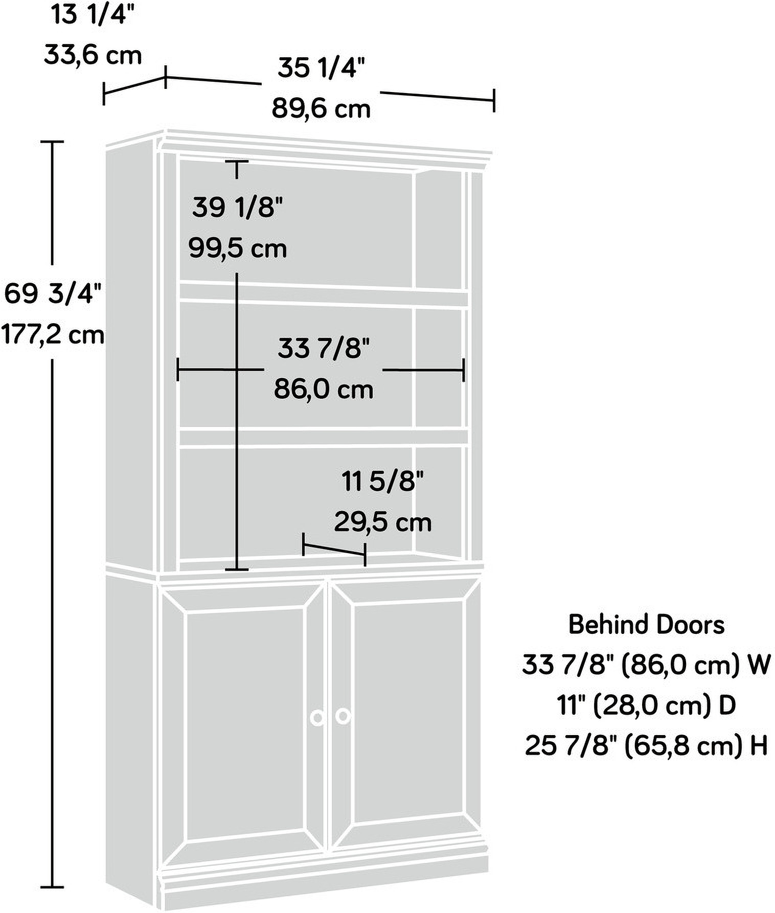 Sauder Select Bookcase With Doors In Estate Black 1StopBedrooms