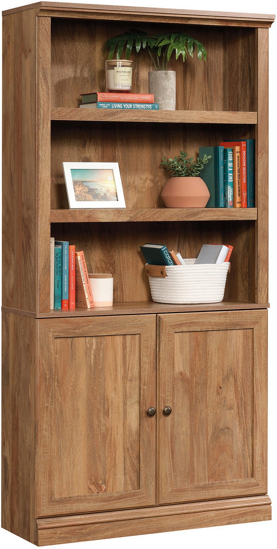 Sauder Select Bookcase With Doors In Sindoori Mango 1StopBedrooms