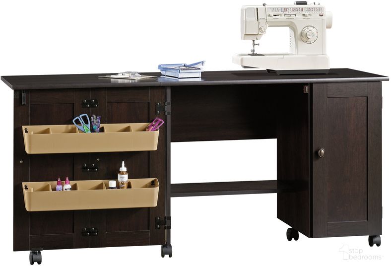 The appearance of Sauder Select Sewing Or Craft Cart In Cinnamon Cherry designed by Sauder in the transitional interior design. This cinnamon cherry piece of furniture was selected by 1StopBedrooms from Sauder Select Collection to add a touch of cosiness and style into your home. Sku: 411615. Material: Engineered Wood.