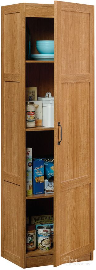 The appearance of Sauder Select Storage Cabinet In Highland Oak designed by Sauder in the transitional interior design. This highland oak piece of furniture was selected by 1StopBedrooms from Sauder Select Collection to add a touch of cosiness and style into your home. Sku: 419983. Material: Engineered Wood.