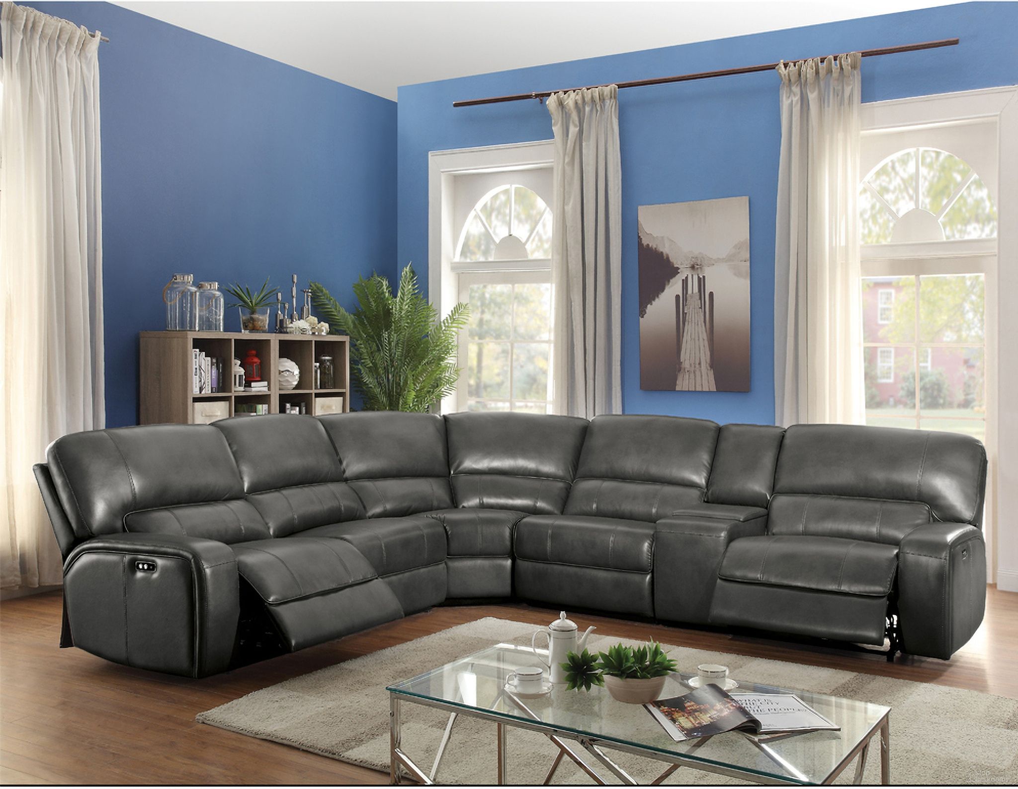 The appearance of Saul Power Motion Sectional Sofa In Gray designed by ACME in the modern / contemporary interior design. This gray piece of furniture was selected by 1StopBedrooms from Saul Collection to add a touch of cosiness and style into your home. Sku: LV53745-1;LV53745-2;LV53745-3;LV53745-4;LV53745-4;LV53745-5. Material: Leather. Layout: L-Shape.