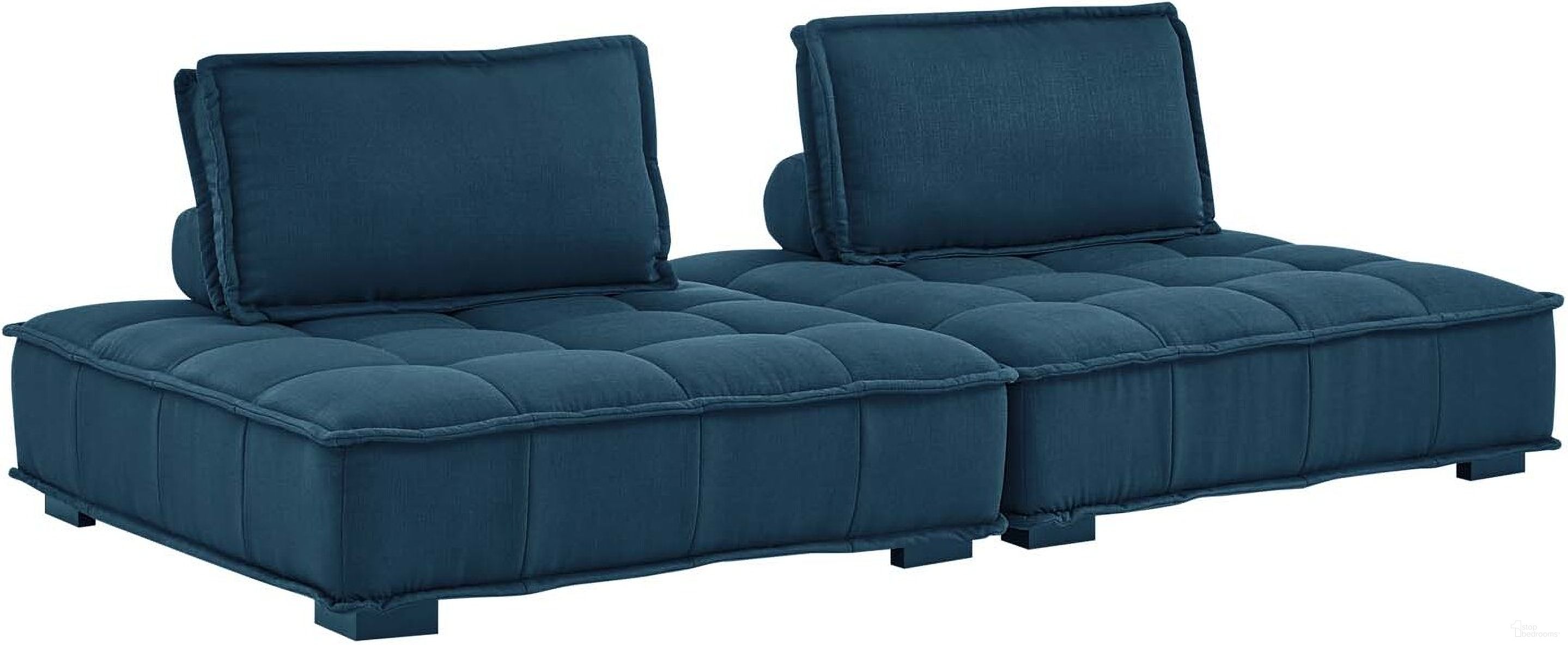 The appearance of Saunter Tufted Fabric Fabric 2- Piece Loveseat In Azure designed by Modway in the modern / contemporary interior design. This azure piece of furniture was selected by 1StopBedrooms from Saunter Collection to add a touch of cosiness and style into your home. Sku: EEI-4725-AZU;EEI-4725-AZU. Material: Polyester.
