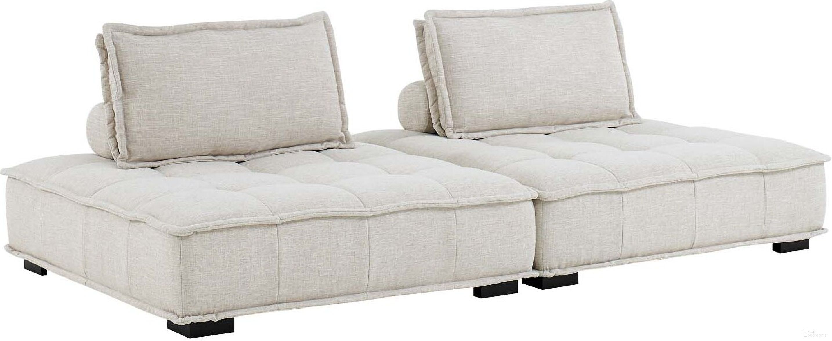 Saunter Tufted Fabric Fabric 2- Piece Loveseat In Beige
