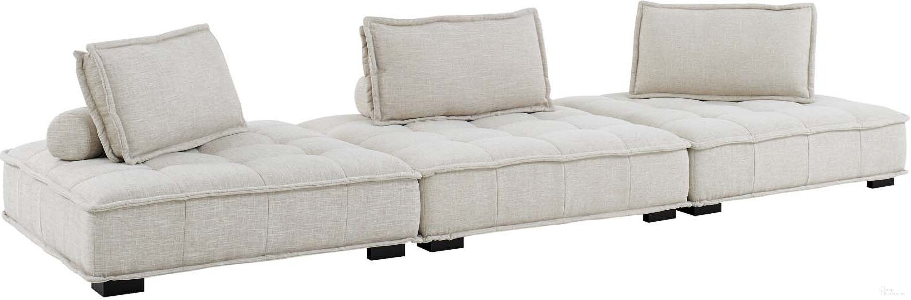 Saunter Tufted Fabric Fabric 3- Piece Sofa In Beige