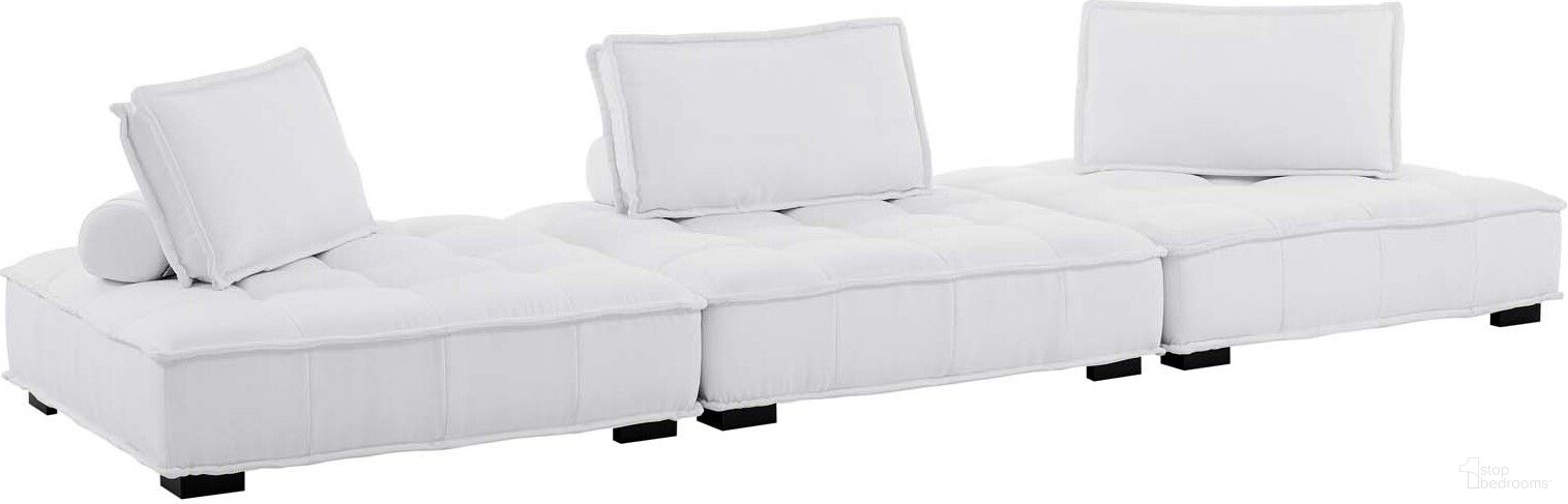 The appearance of Saunter Tufted Fabric Fabric 3- Piece Sofa In White designed by Modway in the modern / contemporary interior design. This white piece of furniture  was selected by 1StopBedrooms from Saunter Collection to add a touch of cosiness and style into your home. Sku: EEI-4725-WHI;EEI-4725-WHI;EEI-4725-WHI. Material: Polyester.