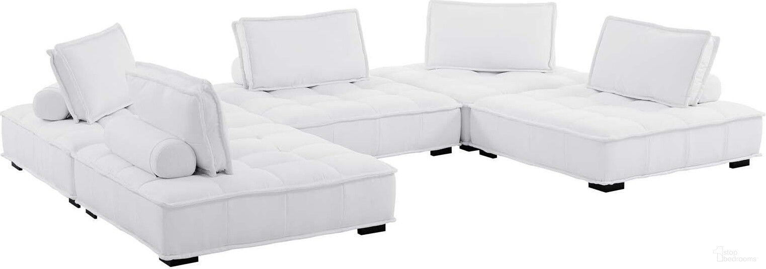 The appearance of Saunter Tufted Fabric Fabric 5- Piece Sectional Sofa In White designed by Modway in the modern / contemporary interior design. This white piece of furniture was selected by 1StopBedrooms from Saunter Collection to add a touch of cosiness and style into your home. Sku: EEI-4725-WHI;EEI-4725-WHI;EEI-4725-WHI;EEI-4725-WHI;EEI-4725-WHI. Material: Polyester. Layout: Sofa & Chaise.