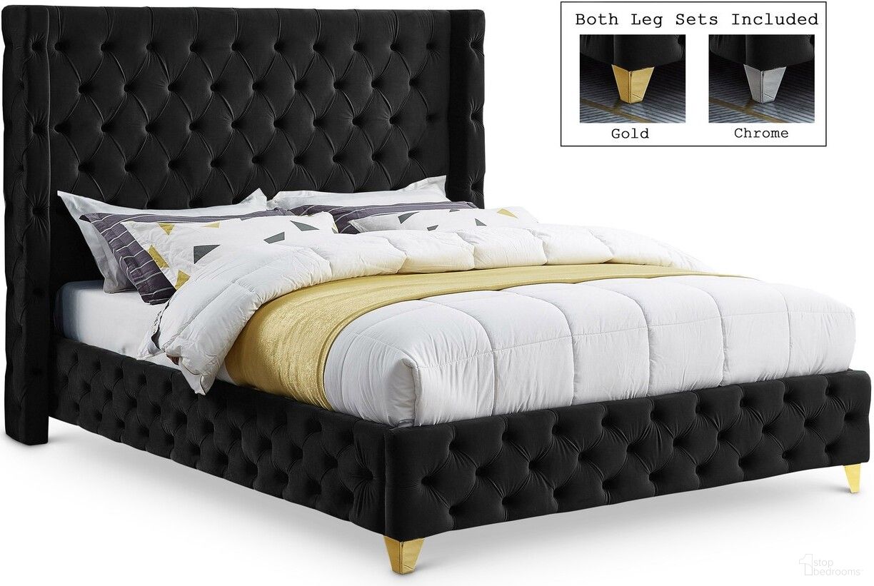 Savan Velvet Full Bed In Black