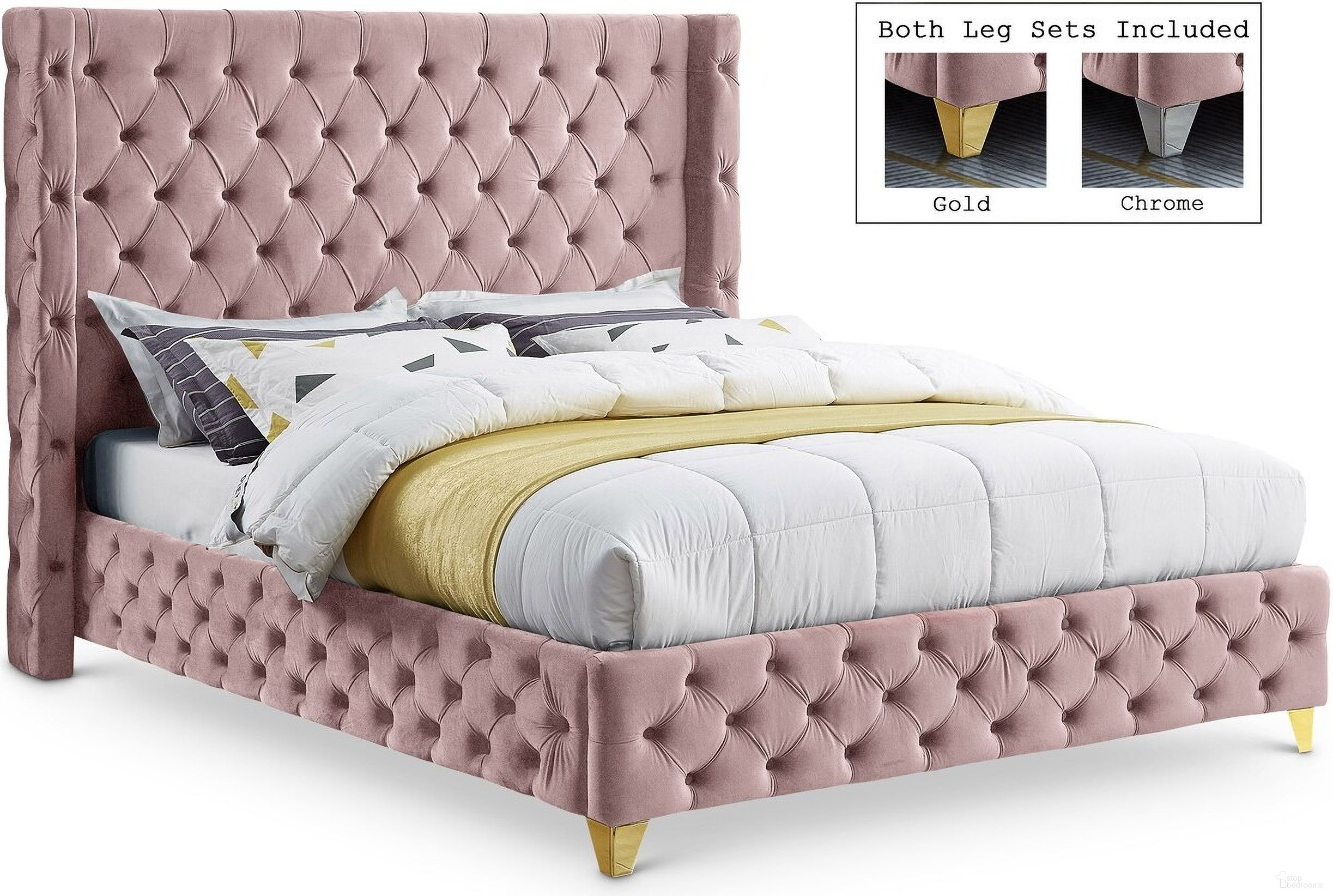 The appearance of Savan Velvet Full Bed In Pink designed by Meridian in the modern / contemporary interior design. This pink piece of furniture  was selected by 1StopBedrooms from Savan Collection to add a touch of cosiness and style into your home. Sku: SavanPink-F Box 1/2 (Headboard / Slats);SavanPink-F Box 2/2 (Rails / Footboard / Wings). Bed Size: Full. Material: Velvet. Bed Type: Upholstered Bed.